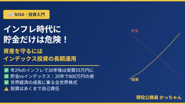 インフレ時代に貯金だけでは危険、インデックス投資で資産を守る方法の記事アイキャッチ